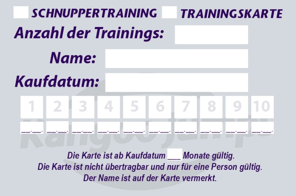 KJ INSTRUCTOR TRAININGSKARTE INDIVIDUELL 8,5 x 5,5 cm